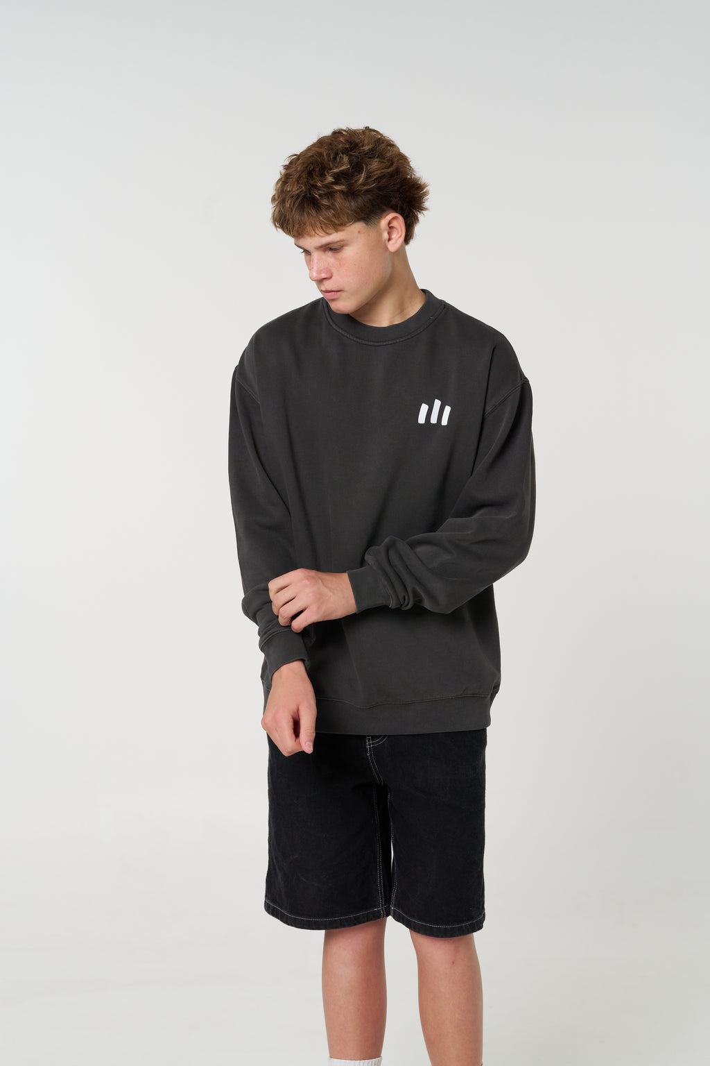 Men's Crew Relax Jumper - Faded Black